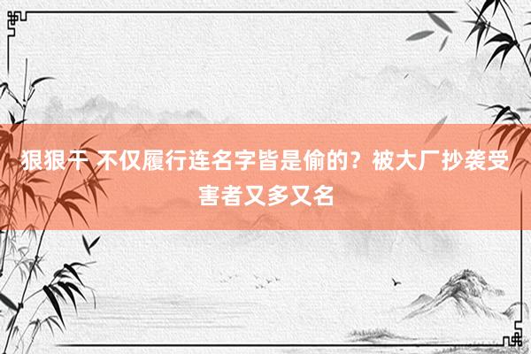 狠狠干 不仅履行连名字皆是偷的？被大厂抄袭受害者又多又名