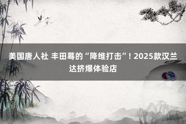 美国唐人社 丰田蓦的“降维打击”! 2025款汉兰达挤爆体验店