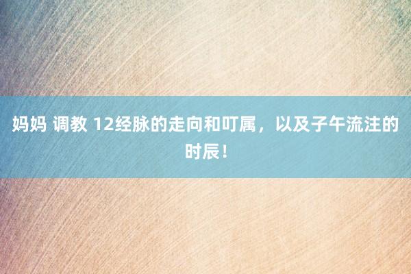 妈妈 调教 12经脉的走向和叮属，以及子午流注的时辰！