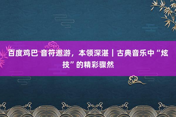 百度鸡巴 音符遨游，本领深湛｜古典音乐中“炫技”的精彩骤然