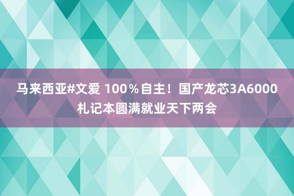 马来西亚#文爱 100％自主！国产龙芯3A6000札记本圆满就业天下两会